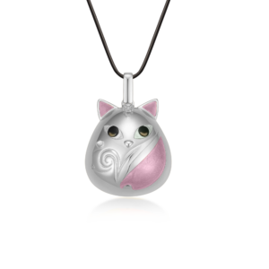 dundun cat silver enamel pendant