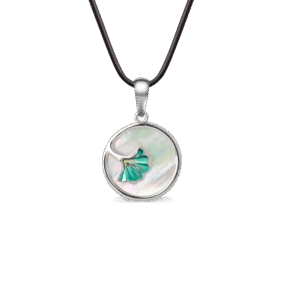 Green Ginkgo Leaf Necklace enamel jewelry