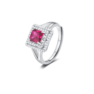 Red Cubic Zirconia Ring Silver Jewelry