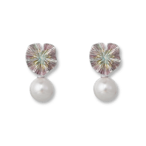 Pearl Drop Flower Enamel Earrings