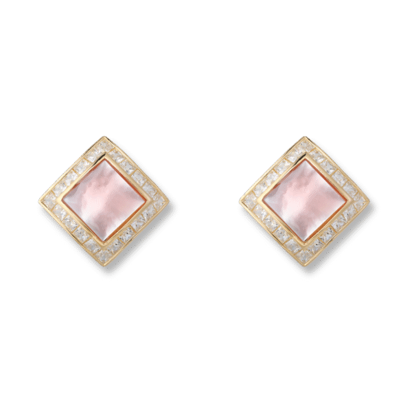 Square Zircon Inlaid Earrings Silver Jewelry