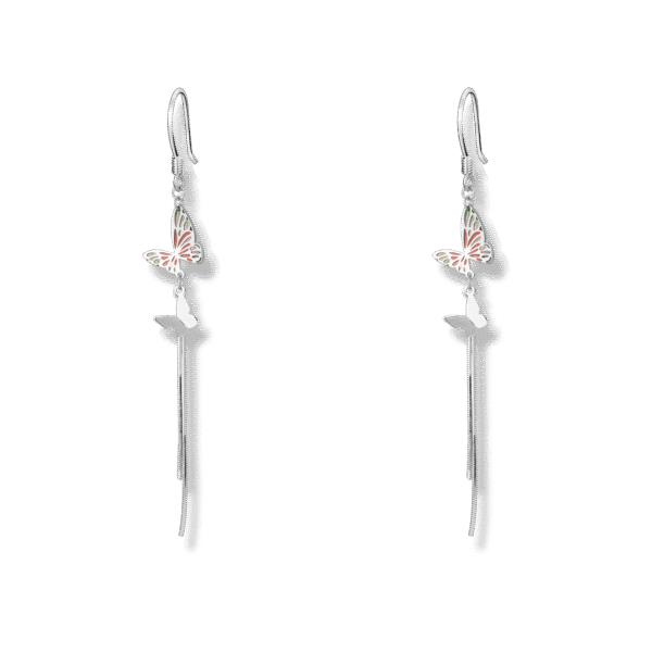 Silver Butterfly-Shaped Earrings Silver Jewelry