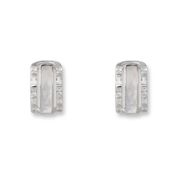 Pillar Zircon Inlaid Earrings Silver Jewelry