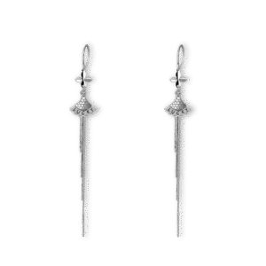 Silver Fan-Shaped Tassel Earrings