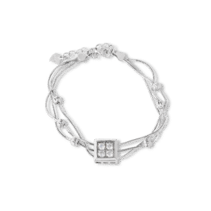 Square Zirconia Inlaid Bracelet Silver Jewelry