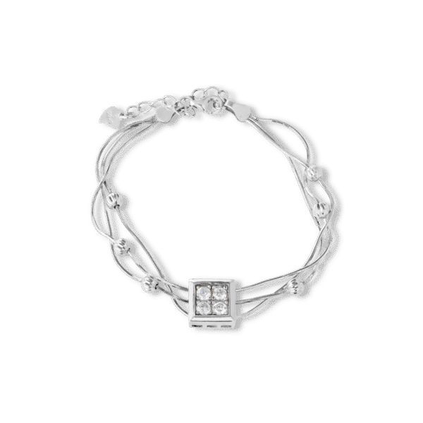 Square Zirconia Inlaid Bracelet Silver Jewelry
