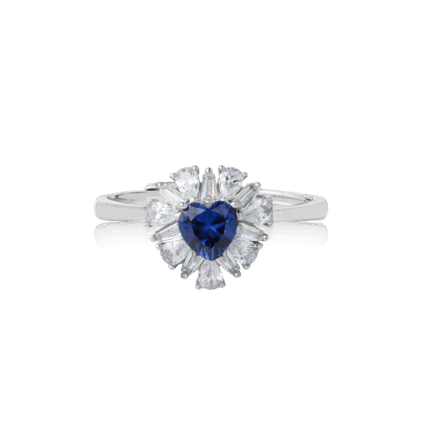 Blue Cubic Zirconia Ring Silver Jewelry