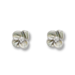 Four Petal Flower Earrings Silver Jewelry