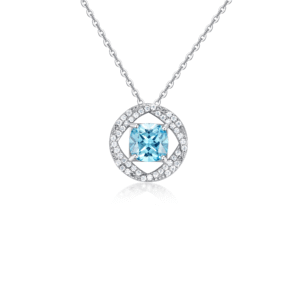 Blue Cubic Zirconia Necklace Silver Jewelry