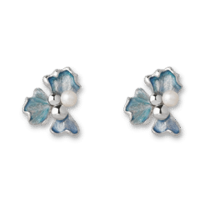 Silver Flower Pearl with Silver Bead Earrings