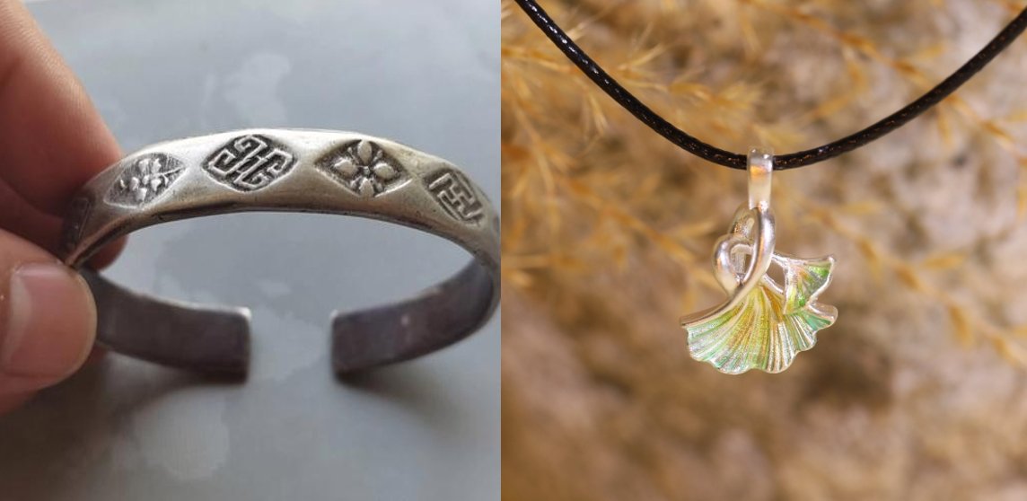 Pure silver vs 3D hard silver enamel neckalce