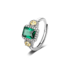 Green Cubic Zirconia Ring Silver Jewelry