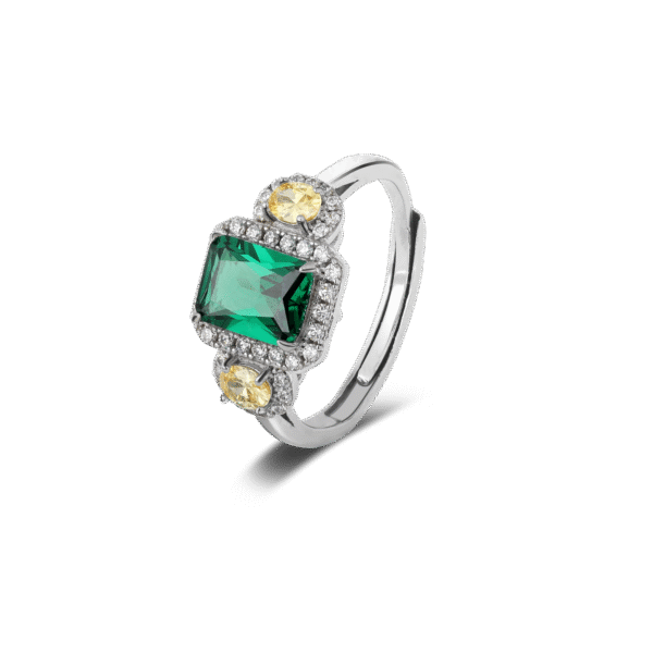 Green Cubic Zirconia Ring Silver Jewelry