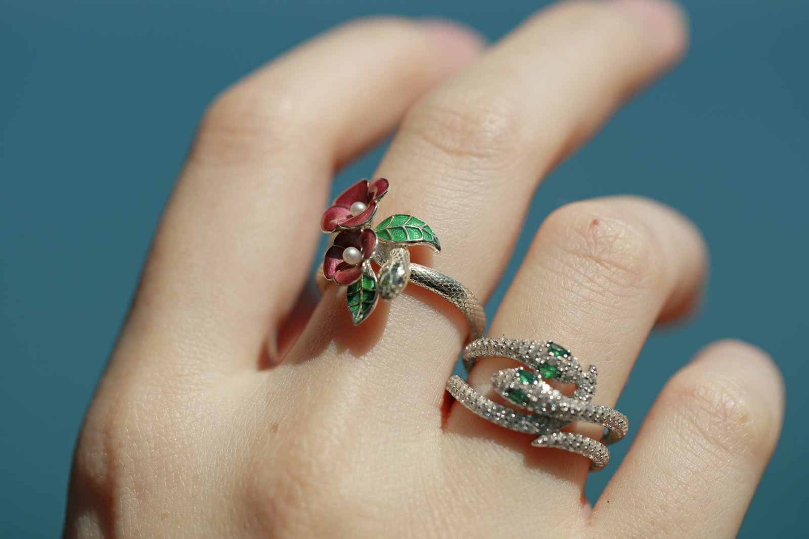 925 silver rings enamel jewelry