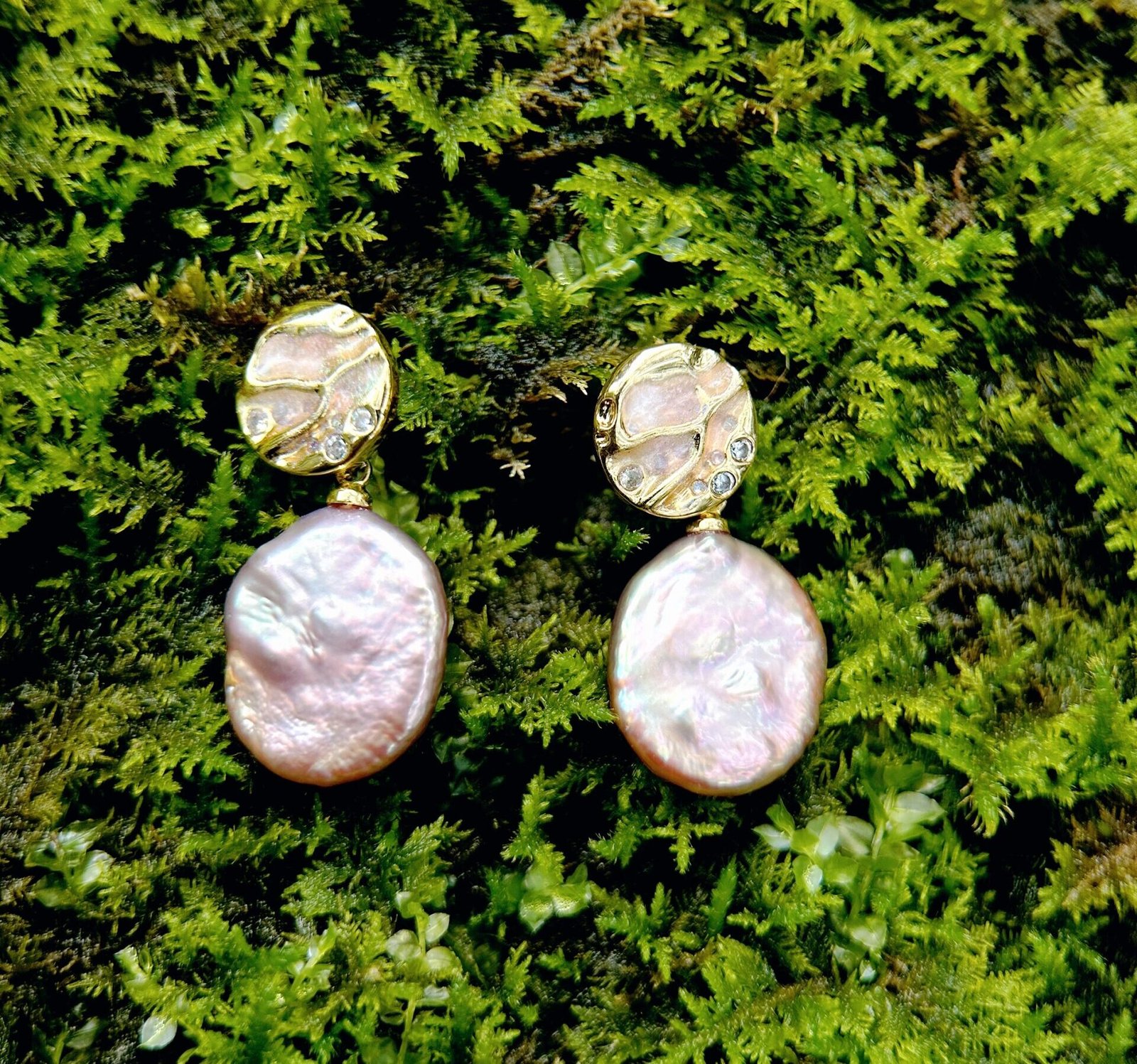 Baroque pearl silver earrings enamel jewelry